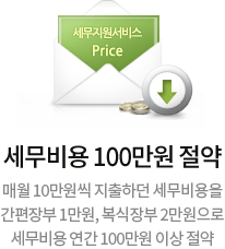 세무비용 100만원 절약, 매월 10만원씩 지출하던 세무비용을 간편장부 1만원, 복식장부 2만원으로 세무비용 연간 100만원 이상 절약